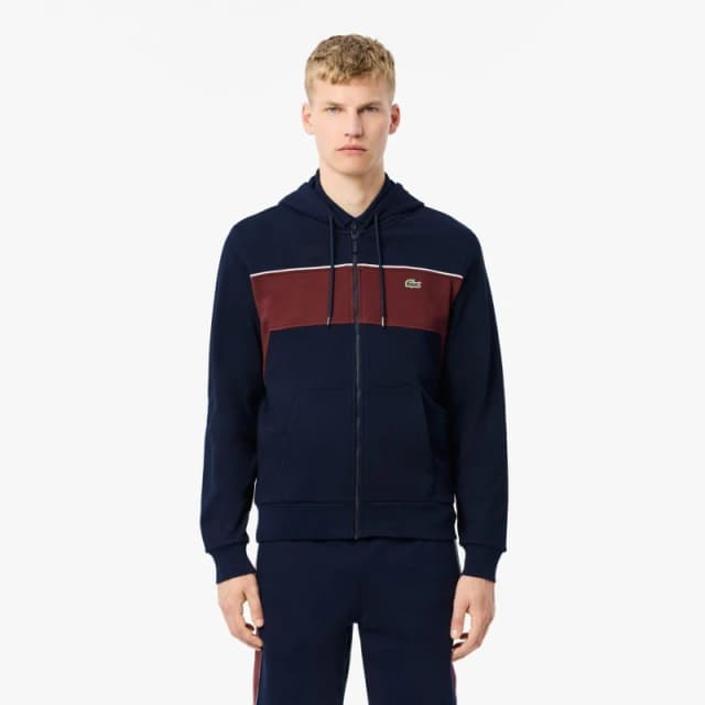 Lacoste Zip-Up Colour-Block Hoodie Navy Red male XS