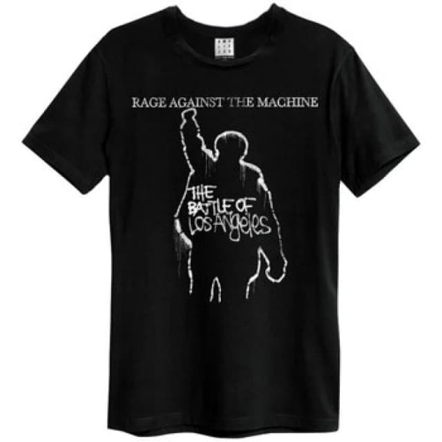 Amplified Amplified Men Battle Of LA Rage Against The Machine T-Shirt in Charcoal Size: X-Small Charcoal XS Male 5059699794610