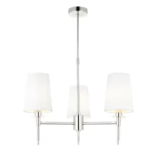 Florence Multi Arm Shade Pendant Ceiling Lamp, Bright Nickel Plate, Vintage White Fabric