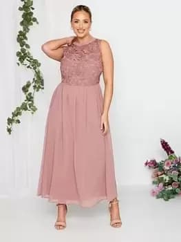 Yours Occasion Lace Maxi Dress, Pink, Size 16, Women
