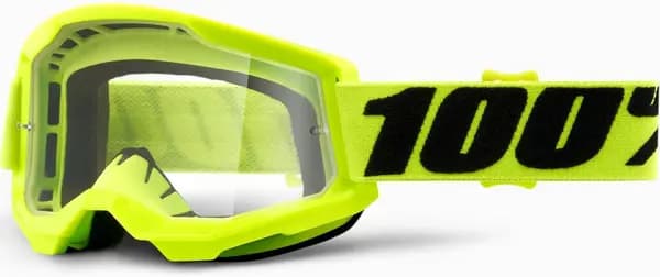 100% Strata 2 Clear Motocross Goggles, black-yellow