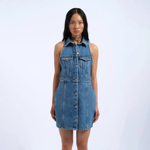 Dr Denim Kinsley - Denim Dress Stream Sky Retr female 10 (S)