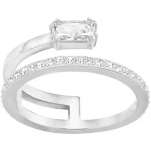 Ladies Swarovski Rhodium Plated Size N Gray Ring