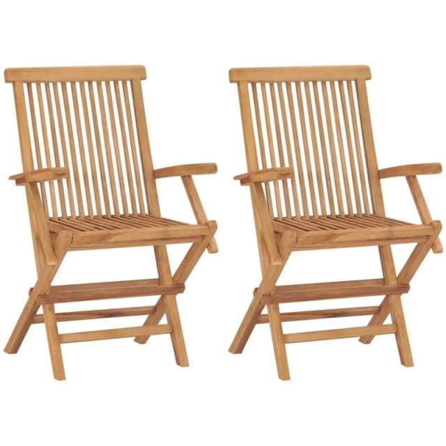 VIDAXL Folding Garden Chairs 2 pcs Solid Teak Wood vidaXL 8720286208458