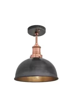 Brooklyn Dome Flush Mount, 8 Inch, Pewter, Copper Holder