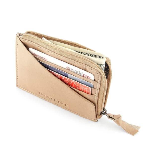 PRIMEHIDE 'Washed Cancun' Leather Card Holder Light Sand