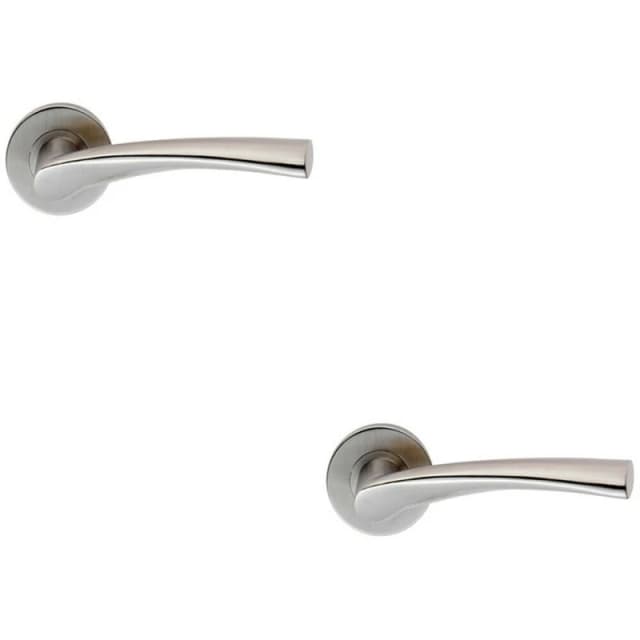 Loops 2x PAIR Twisted Angular Design Handle on Round Rose Concealed Fix Satin Steel Metallics