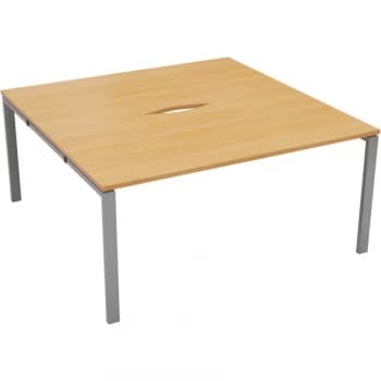 2 Person Double Bench Desk 1200X800MM Each - Silver/Beech