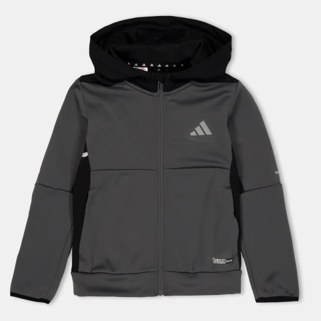 adidas Kids Clima Full-Zip Hooded Tracksuit Top Grey male 7-8 Years