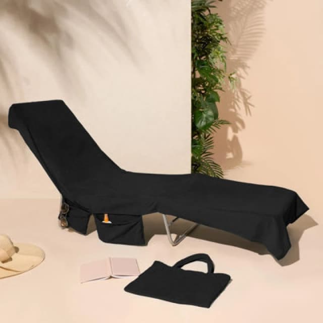 OHS OHS Beach Towel Bag Microfiber Quick Dry Absorbent Bath Large Travel Spa in Black One Size Unisex 5027434196623