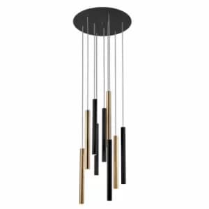 Varas Pendant Light Cluster Drop, Glossy Gold, Matt White
