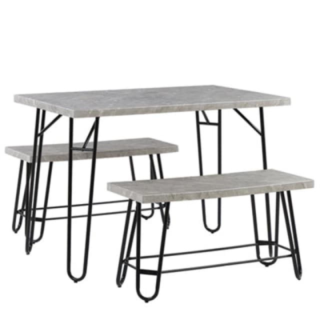 Beliani Dining Set Kempton Light Grey 4 Seater
