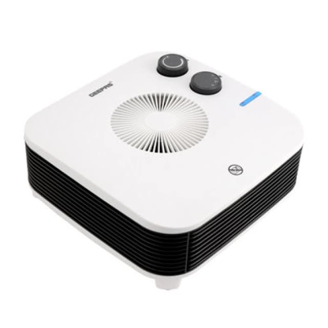 Geepas Fan Heater Hot Cool Portable Flat Electric Heating Thermostat 2000W White unisex