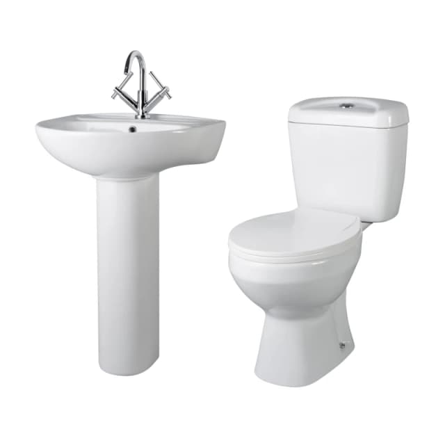 Balterley Toilet Pan Cistern Seat 1 Tap Hole Basin Full Pedestal 550mm White