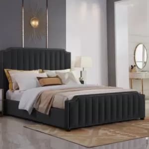 Envisage Trade - Klara Upholstered Beds - Plush Velvet, King Size Frame, Black - Black