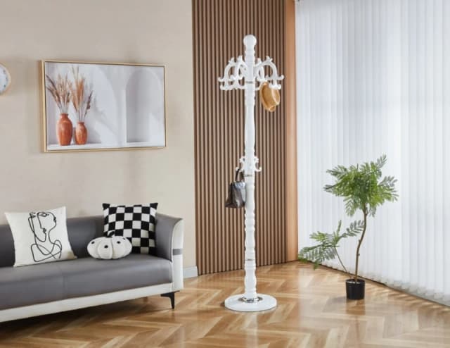 Modernique Modernique Lovella Thick Metal Tube Stand Tube Coat Rack with Heavy Sturday Marble Base in White White One Size Unisex 5061017321927