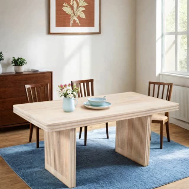 Indian Hub Hudson Carved Mango Wood Dining Table 6 Seater