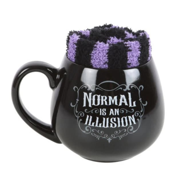 Something Different Something Different Normal Is An Illusion Gothic Mug and Sock Set in Black One Size Unisex 5063527806925