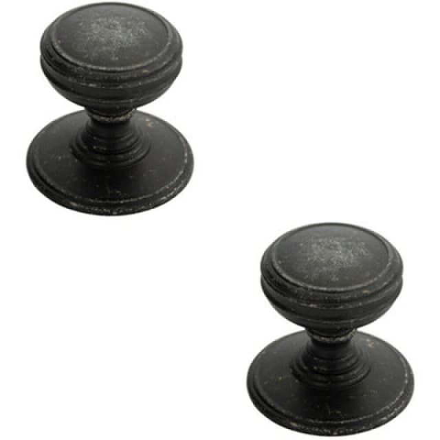 Loops 2x Ringed Tiered Cupboard Door Knob 38mm Diameter Pewter Cabinet Handle Multi unisex