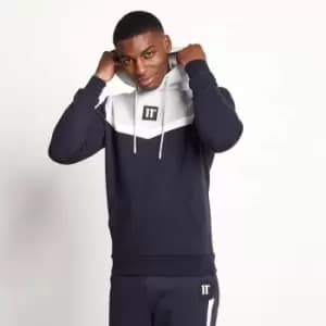 11 Degrees Cut and Sew Pullover Hoodie - Navy/Vapour Grey/White - S