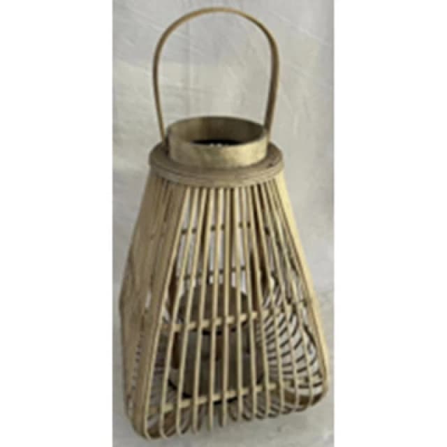 Hill Interiors Large Peardrop Lantern With Glass Holder - Wicker - L29 X W29 X H40 Cm