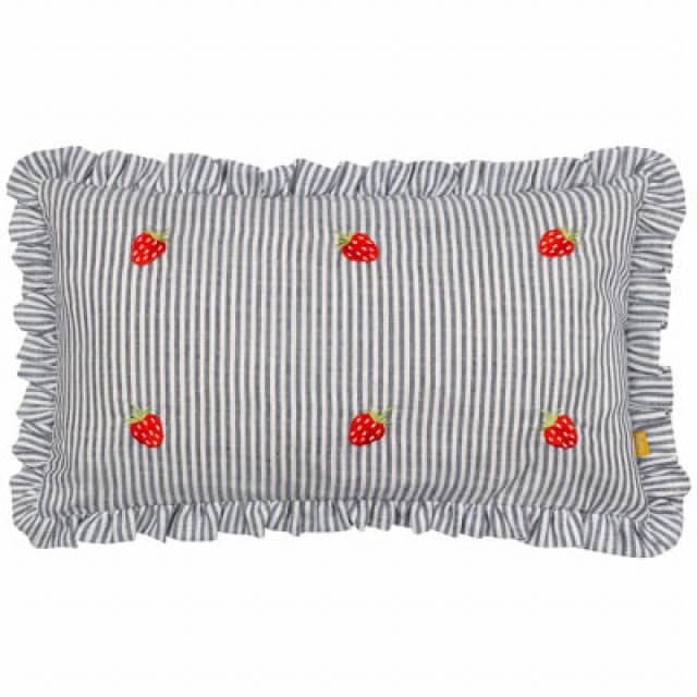 Furn Furn Les Fruites Embroidered Ruffle Cushion in Navy Size: 30cm x 50cm Navy 30cm x 50cm Unisex 5025532852960