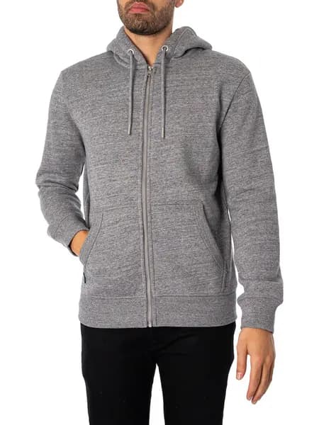 Superdry Essential Logo Zip Hoodie Dark Grey Fleck Marl S