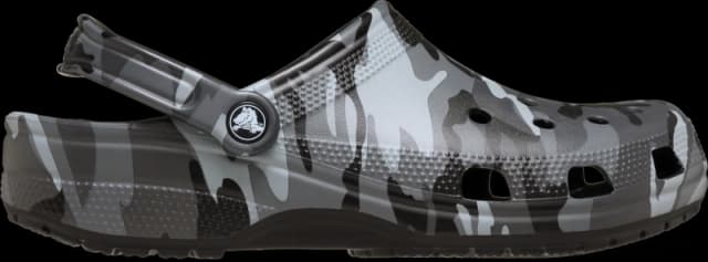 Crocs Unisex Classic Camouflage Clogs Black/Slate Grey W4/M3