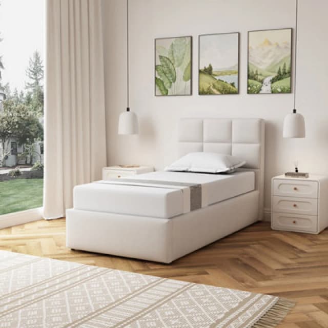 Unknown Richwood Fabric 90Cm Single Ottoman Bed Frame With Storage- Beige
