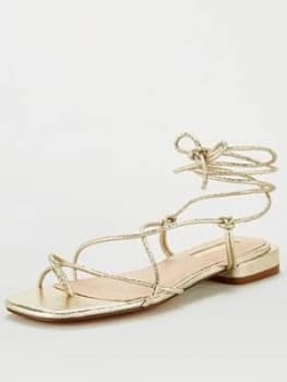 OFFICE Serafina Flat Sandal, Gold, Size 3, Women