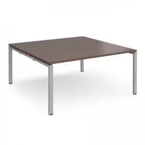 Adapt square boardroom table 1600mm x 1600mm - silver frame and walnut