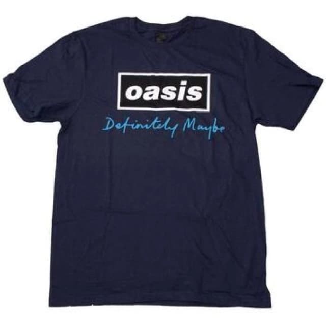 Oasis Oasis Men Definitely Maybe Text Logo T-Shirt in Navy Size: Medium Navy M Male 5063574421300