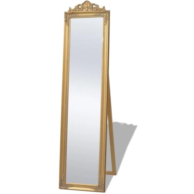 vidaXL Free-Standing Mirror Baroque Style 160x40cm Gold Makeup Looking Glass