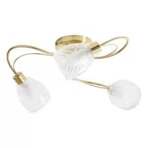 Spa Veria 3 Light Ceiling Light Clear Glass and Satin Brass