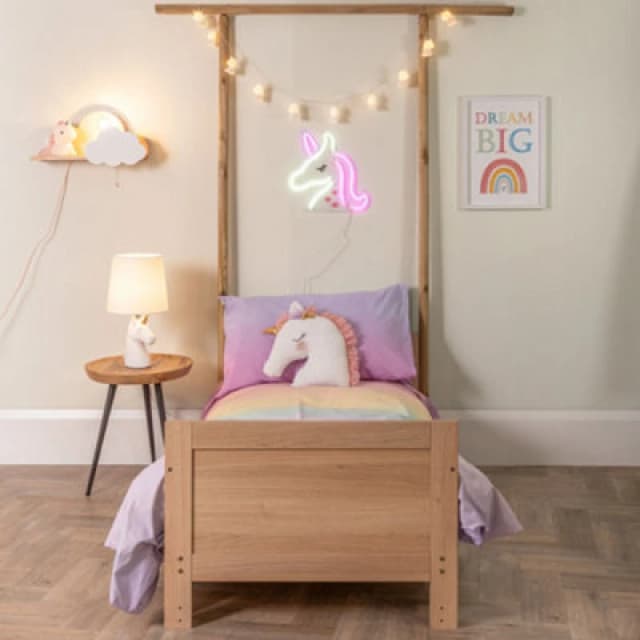 ValueLights Kids Pink and White Cloud Design Plug in Wall Light with Shelf and Pull Cord Switch Pink
