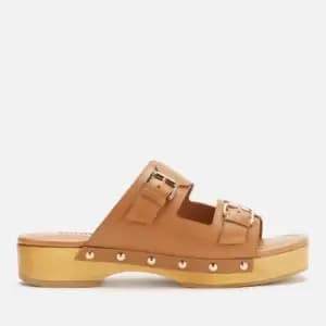 Dune Womens Juniper Leather Clog Sandals - Tan - UK 8