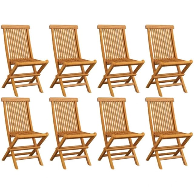 VIDAXL Folding Garden Chairs 8 pcs Solid Teak Wood vidaXL 8720286441268