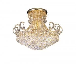 Semi Flush Ceiling 12 Light French Gold, Crystal