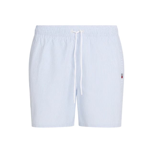 Tommy Hilfiger Mens Ithaca Stripe Medium Length Drawstring Swim Shorts White/Blue male S