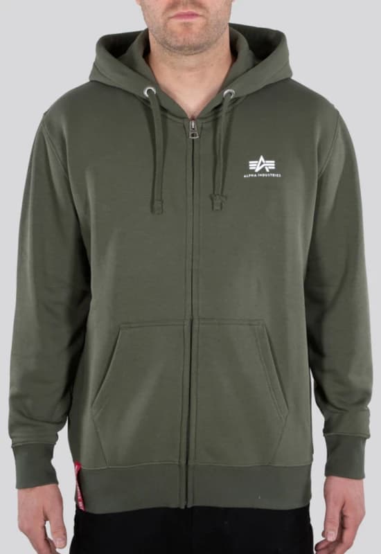 Alpha Industries Basic Zip Hoodie, green, Size S for Men