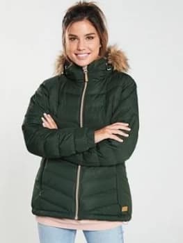 Trespass Nadina Faux Fur Trim Parka - Olive