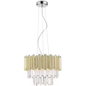 Zumaline Gladius Crystal Pendant Ceiling Light, Gold, Clear, 5x E14