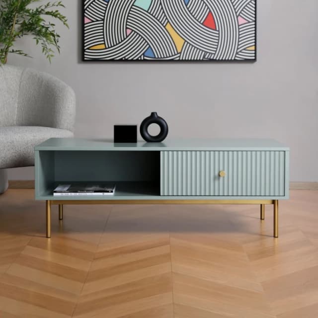 Home Garden Direct Devon - Coffee Table with Drawer - Sage in Green Green Unisex