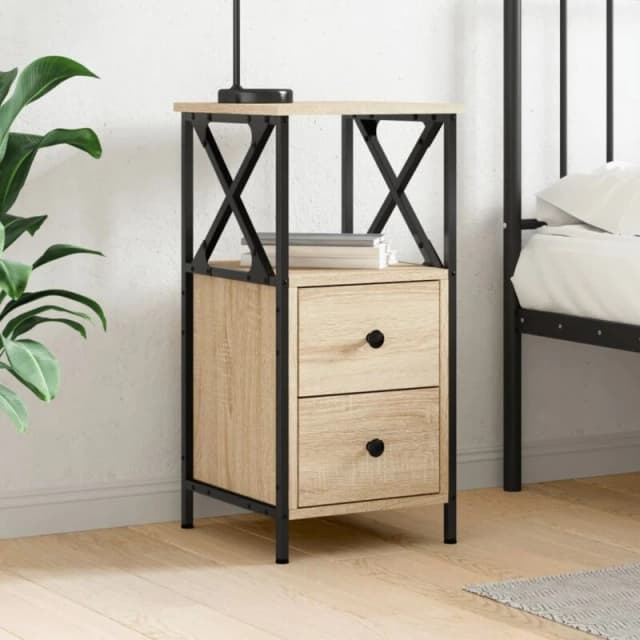 Vidaxl Bedside Cabinet Sonoma Oak 34X35.5X70 Cm Engineered Wood, Brown 825945