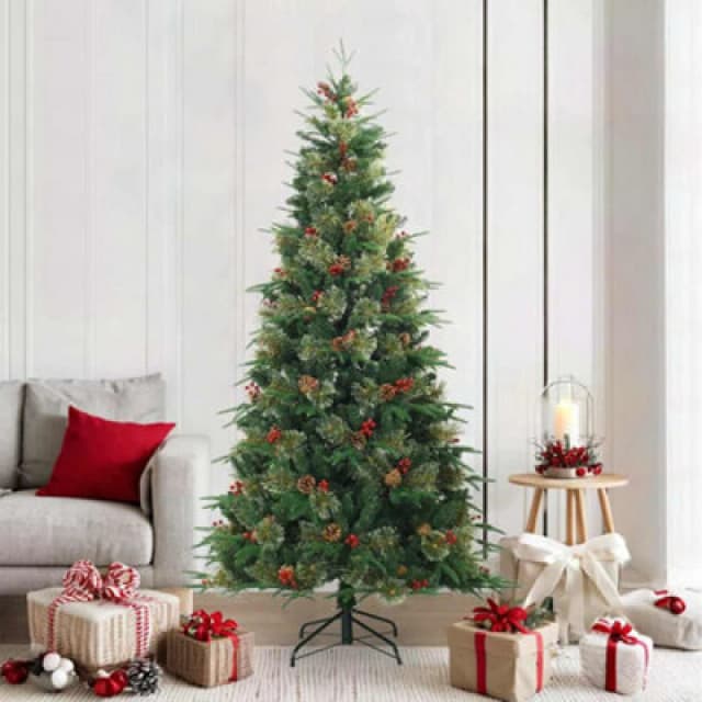Vidaxl Artificial Hinged Christmas Tree Green 210 Cm Pvc, Pe And Steel