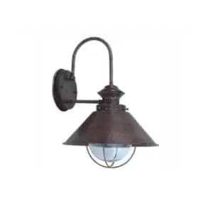 Nautica 1 Light Outdoor Large Dome Wall Light Rust Brown, E27