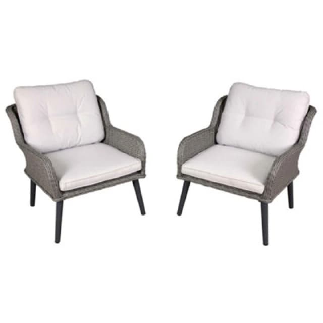 Dellonda Buxton Rattan Patio Arm Chairs & Cushions, Set Of 2, Outdoor Garden Use