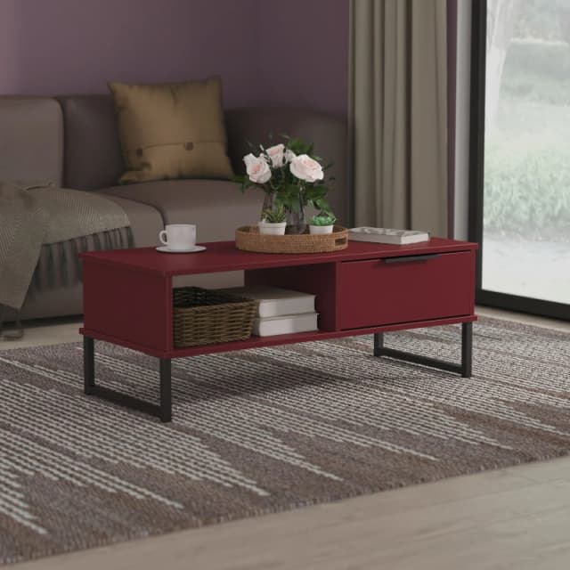 Ready Assembled 2 U Fuji 1 Drawer Coffee Table (Ready Assembled) in Dark Red Dark Red Unisex