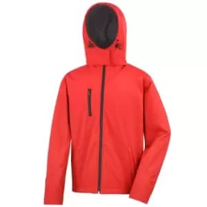 Result Core Mens Lite Hooded Softshell Jacket (3XL) (Red/Black)