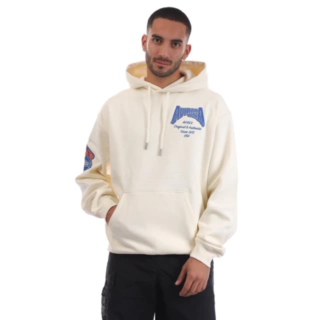 Avirex Mens Oakland Pull Over Hoodie Ecru male X Small